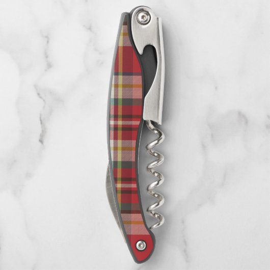 Plaid Vrolijke Kerstmis Moderne Rode Rustieke Chec Kurkentrekker (Achterkant)