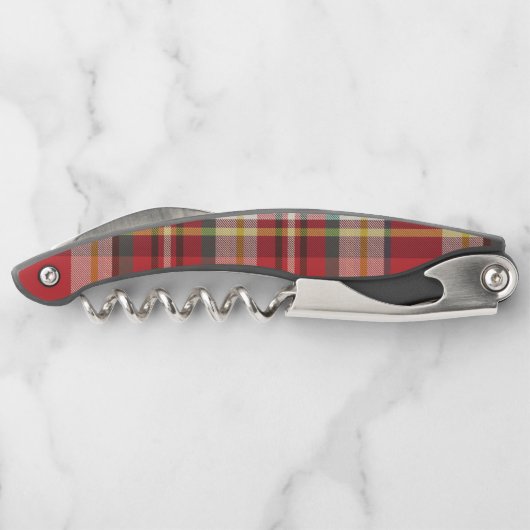 Plaid Vrolijke Kerstmis Moderne Rode Rustieke Chec Kurkentrekker (Achterkant)