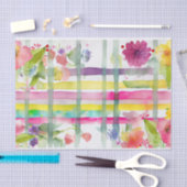 Plaid Waterverf Paarse Groene Bloemen Decoupage Tissuepapier (Craft)