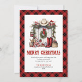 Plaid Western Buffalo Rustic Xmas Greeting Feestdagenkaart (Voorkant)