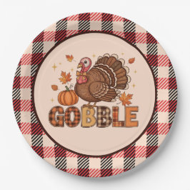 Plaid & Whimsy – Feestelijke Thanksgivingkalkoen Papieren Bordje