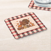 Plaid & Whimsy – Festive Thanksgiving Turkey Kartonnen Onderzetters (Gebogen)