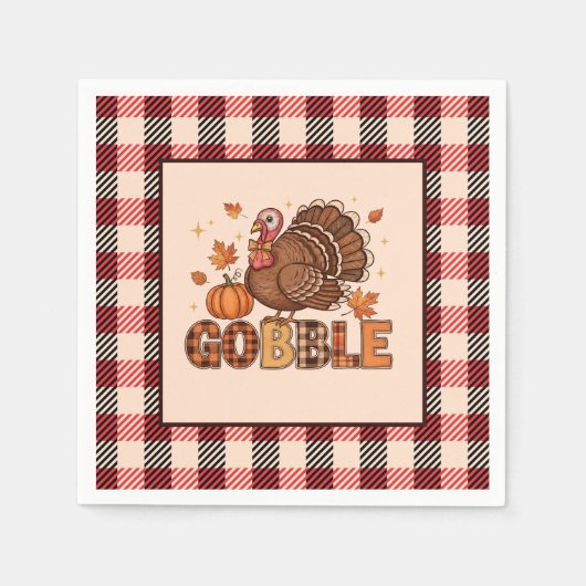 Plaid & Whimsy – Festive Thanksgiving Turkey Servet (Voorkant)