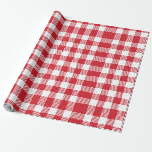 Plaid White Red Gingham Check rustieke vakantie Cadeaupapier