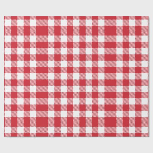 Plaid White Red Gingham Check rustieke vakantie Cadeaupapier (Vlak)