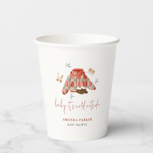 Plaid Winter Kleding Baby shower Papieren Bekers (Achterkant)