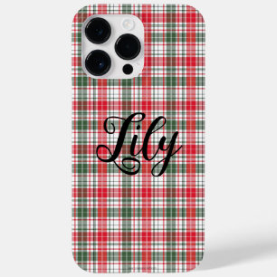 Plaid Winter Vakantie Kerstmis Naam Gepersonalisee Case-Mate iPhone 14 Pro Max Hoesje