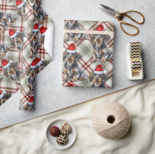 Plaid Wirehair Dwerghond Kerstman Hond Kerstmis Cadeaupapier