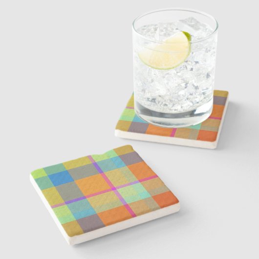 Plaid With Design Stenen Onderzetter (Zijkant)