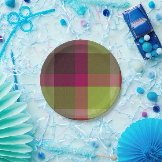 Plaid With Patterened Texture Papieren Bordje (Feest)