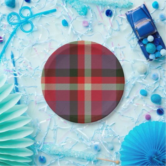 Plaid With Patterened Texture Papieren Bordje (Feest)