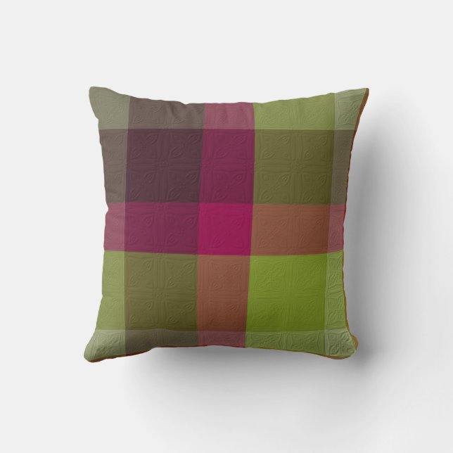 Plaid With Pattern Throw Pillow Kussen (Achterkant)