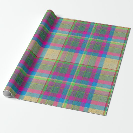 Plaid With Patterned Texture Wrapping Paper Cadeaupapier (Uitgerold)