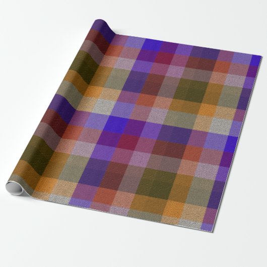 Plaid With Patterned Texture Wrapping Paper Cadeaupapier (Uitgerold)
