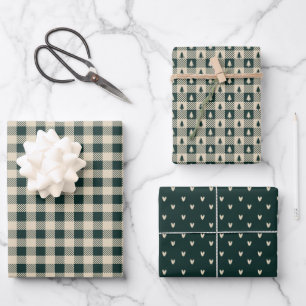 Plaid Woodland Green en Tan Collectie Inpakpapier Vel