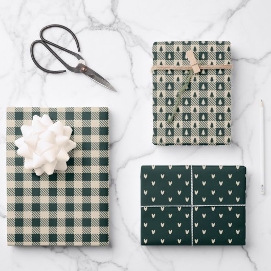 Plaid Woodland Green en Tan Collectie Inpakpapier Vel (Voorkant)