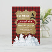 Plaid Woodland Winter Baby shower, Rustiek bos Kaart (Staand voorkant)