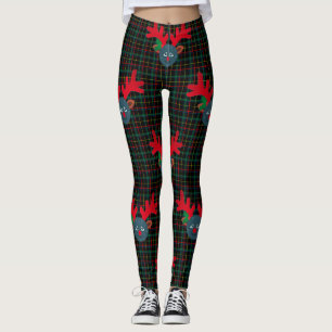 plaid xmas rendiermaan emoji leggings