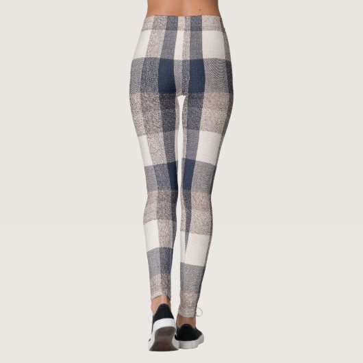 Plaid Zwart, Bruin, Ivoor Leggings (Achterkant)