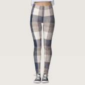 Plaid Zwart, Bruin, Ivoor Leggings (Voorkant)