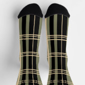 Plaid Zwart, Sage Groen, Cream, Crew Sokken (Top)