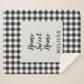 Plaid Zwart Wit Gingham Custom Sherpa Deken (Voorkant (horizontaal))