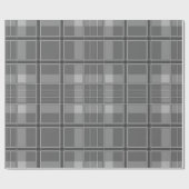 Plaid zwart wit grijs flanel look cadeaupapier (Vlak)