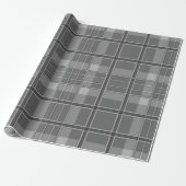 Plaid zwart wit grijs flanel look cadeaupapier (Uitgerold)