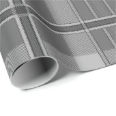 Plaid zwart wit grijs flanel look cadeaupapier (Rol Hoek)