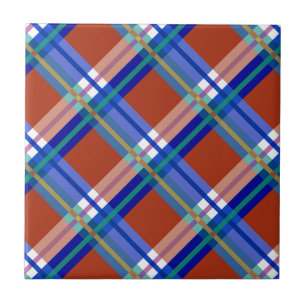 Plaïden, cheques, tartans rood en blauw tegeltje