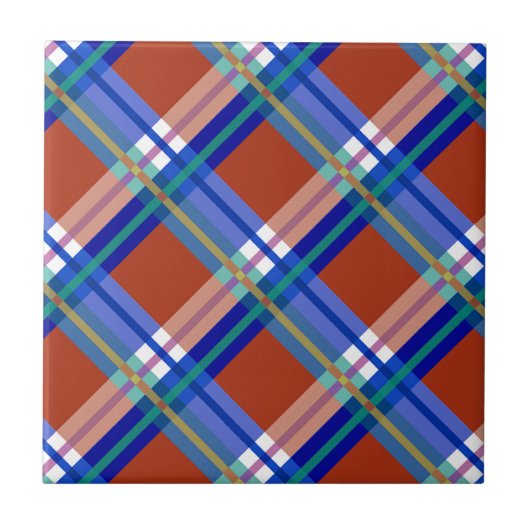 Plaïden, cheques, tartans rood en blauw tegeltje (Voorkant)
