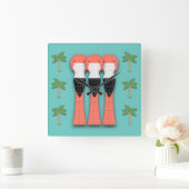 Plaidmingos vierkante wandklok (Huis)