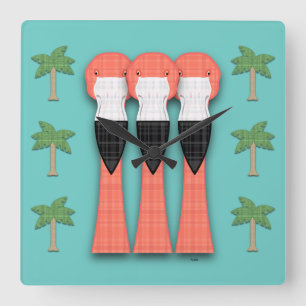 Plaidmingos vierkante wandklok