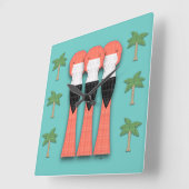 Plaidmingos vierkante wandklok (Hoek)