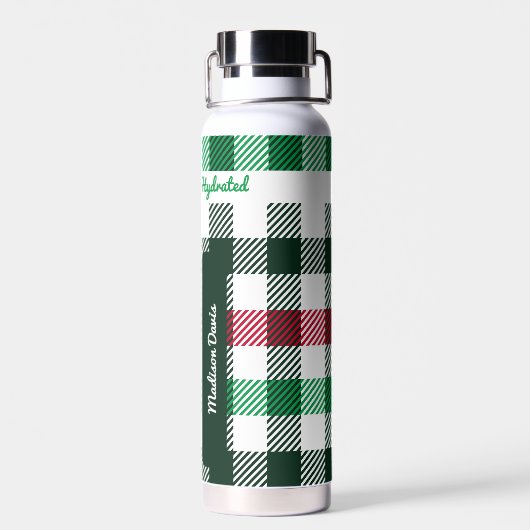 Plaids aangepaste naam en bericht waterfles (Achterkant)