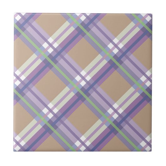 Plaids, Checkings, Tartans Sand Lavender en Mint Tegeltje (Voorkant)