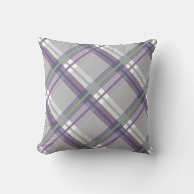 Plaids, cheques, Tartans Grey Green Lavender Kussen (Voorkant)