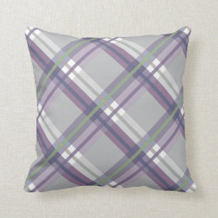 Plaids, cheques, Tartans Grey Green Lavender Kussen