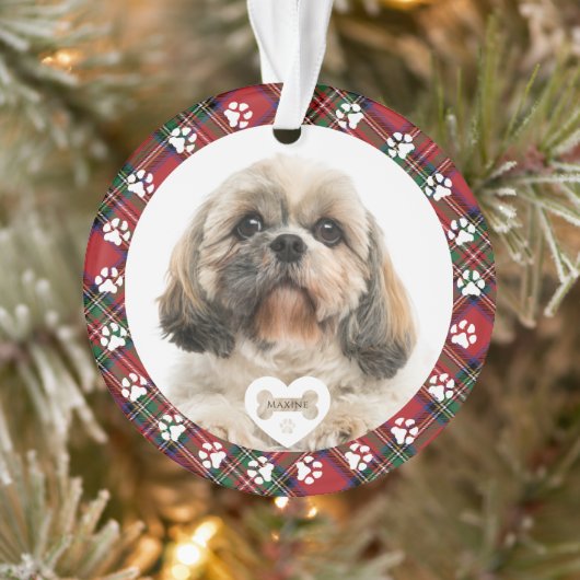 Plaids huisdier foto kerst Stewart Tartan  Ornament (Boom)