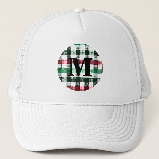 Plaids Preppy Kleuren Aangepaste Monogram Trucker Pet (Voorkant)