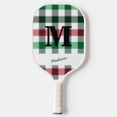 Plaids Preppy Kleuren Douanemonogram & Naam Pickleball Paddle (Achterkant)