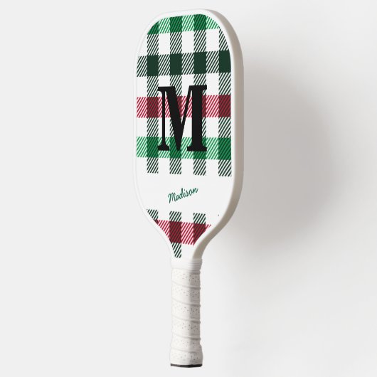 Plaids Preppy Kleuren Douanemonogram & Naam Pickleball Paddle (Links)