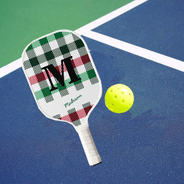 Plaids Preppy Kleuren Douanemonogram & Naam Pickleball Paddle