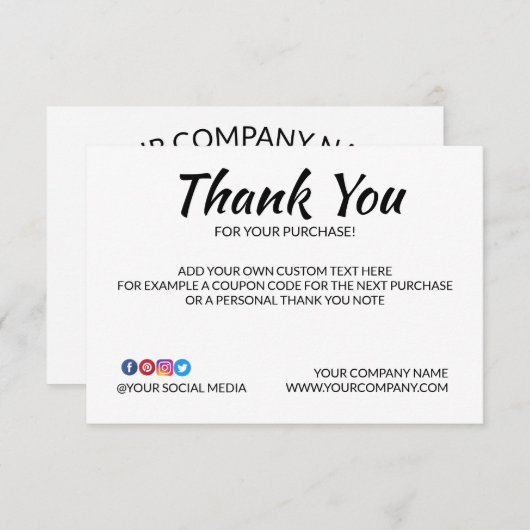 Plain Aangepaste Logo placeholder Bedankt (Voorkant / Achterkant)