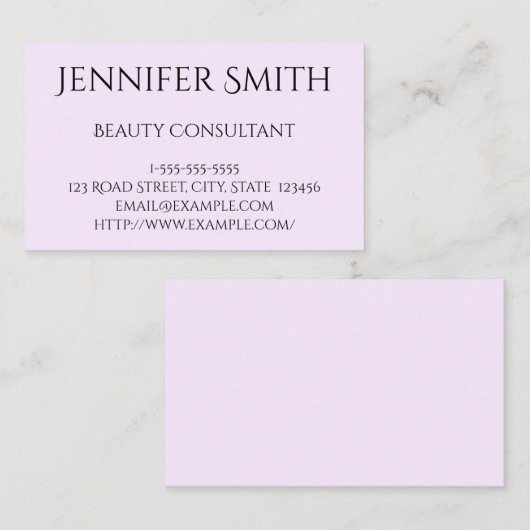 Plain and Basic Beauty Consultant Visitekaartje (Voorkant / Achterkant)