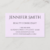 Plain and Basic Beauty Consultant Visitekaartje (Voorkant)