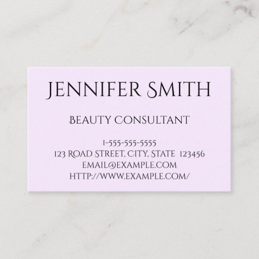 Plain and Basic Beauty Consultant Visitekaartje (Voorkant)