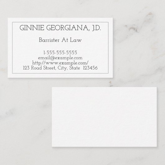 Plain and Modern Barrister bij Law Visitekaartje (Voorkant / Achterkant)