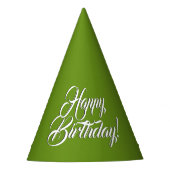 Plain Avocado Green Happy Birthday Feesthoedjes (Voorkant)