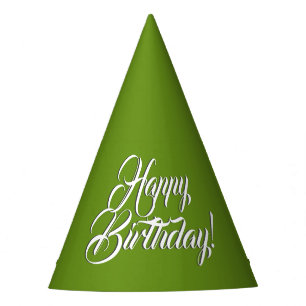 Plain Avocado Green Happy Birthday Feesthoedjes